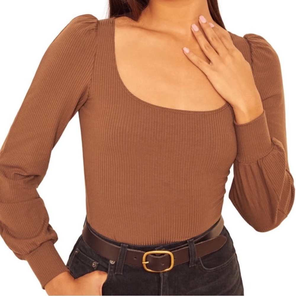 Reformation Vita Ribbed Long Sleeve Top